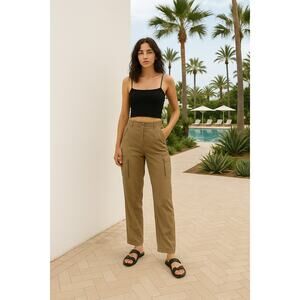 Ralph Lauren Women’s 12 Silk Cargo Pants Beige Utility Style 30" Inseam